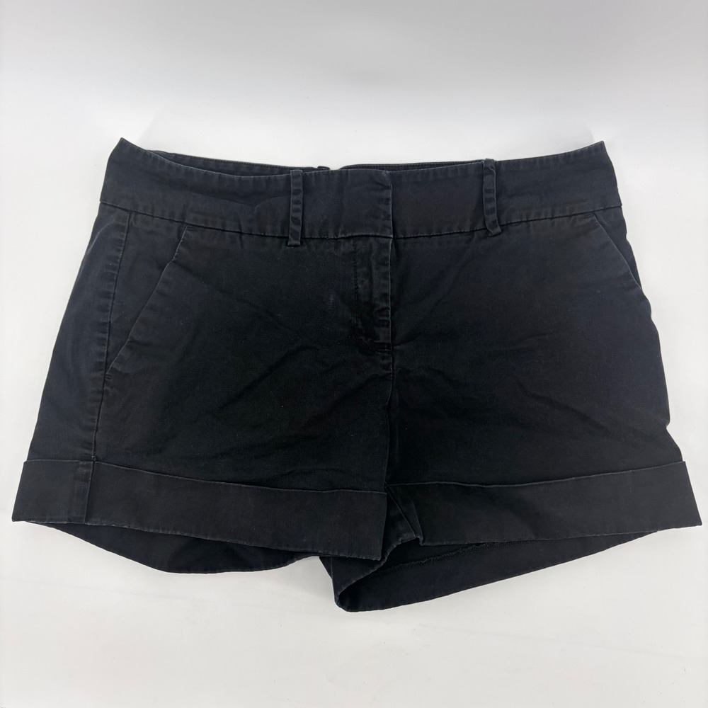 New York & Company Shorts Womens 6 Black Chino Cuffed Mid Rise Stretch Casual